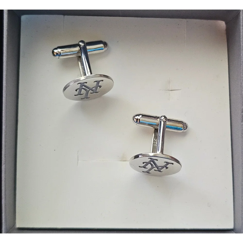 New York Mets Sterling Silver Cufflinks MLB Baseball Logo Silver 925 Round
